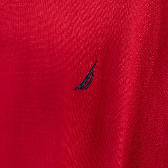 Nautica Mens Red Long Sleeve V‎ Neck T-Shirt Top Soft Stretch Large - Picture 4 of 13